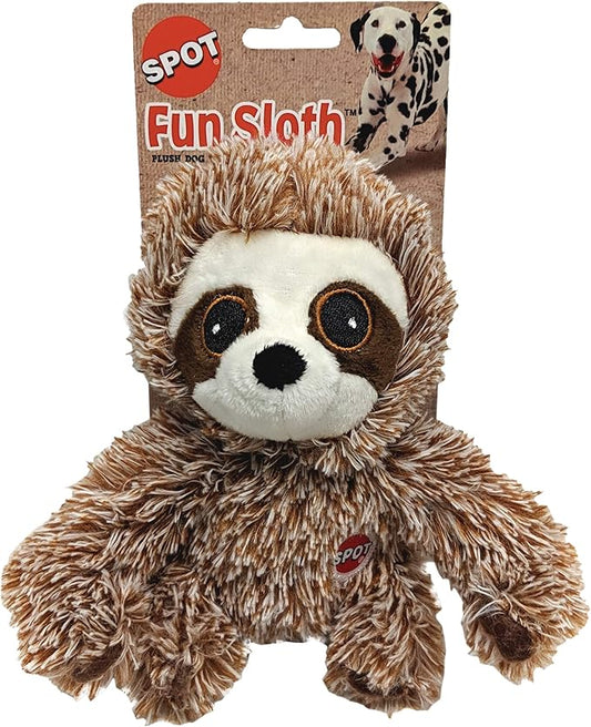 SPOT Fun Sloth Dog Toy - Soft, Stuffed, Squeaky, Plush Fabric Toy for Mini and Small Dogs and Puppies, Enrichment for Light Chewers and Cuddlers, 7in