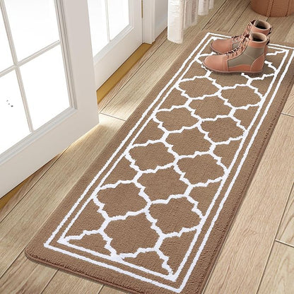 Buganda Long Indoor Door Mat, Dirt-Resistant and Absorbent Doormat, Anti-Slip, Low Profile Floor Mats for Inside Entryway, Front, and Back Door Entrance (59x23 Inches, Brown)
