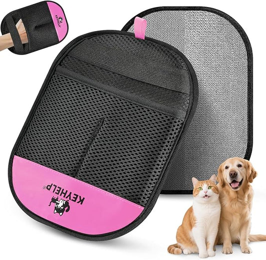 Pet Hair Removal Glove for Dogs & Cats, Newly Upgraded Reusable Electrostatic Pet Hair Glove, Magic Brush Pet Hair Remover Tool for Clothing, Couch, Carpet, Car Seat（Pink）