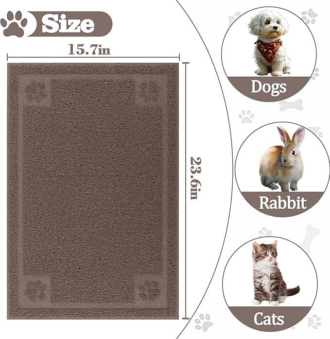 Darkyazi Pet Feeding Mat Large for Dogs and Cats,24"×16" Flexible and Easy to Clean Feeding Mat,Best for Non Slip Waterproof Feeding Mat. (Coffee)