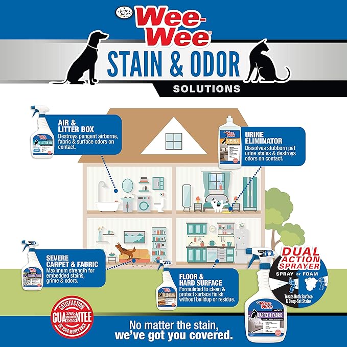 Four Paws Wee-Wee Pet Stain and Odor Eliminator for Carpet Stains 128 Ounces