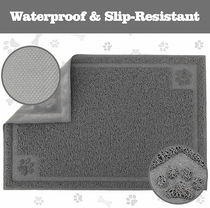 Darkyazi Pet Feeding Mat Large for Dogs and Cats,24"×16" Flexible and Easy to Clean Feeding Mat,Best for Non Slip Waterproof Feeding Mat. (Grey)