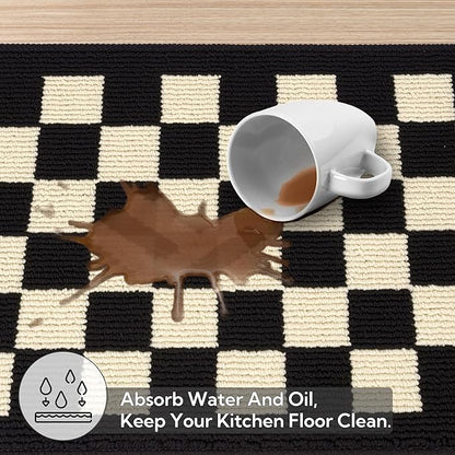 GRANNY SAYS Kitchen Mats for Floor, Kitchen Rugs Non Slip Washable, Runner Rugs for Kitchen Floor, 47" x 17.7", Stain Resistant Comfort Standing Mat Made of 100% Polypropylene, Black