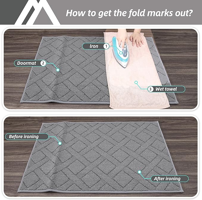 COSY HOMEER Door Mat Indoor Entrance, Non-Slip Absorbent Doormat for Front Door, Low-Profile Entryway Mat for Dirty Paws, Washable Dirt Trapper Mats (20"x32", Grey)