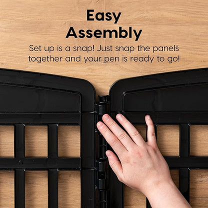 IRIS USA 24" Dog Playpen 4-Panel Pet Exercise Pen with Door Gate 35 x 35 x 24 Puppy Play Pen Indoor Outdoor Plastic Foldable Portable Pet Fence for Small Medium Dogs Puppies Multiple Pets Black