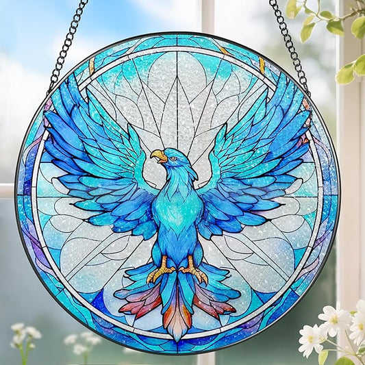 Stained Glass Window Hanging, Stained Glass Suncatcher, Phoenix Sun Catcher, Window Decor, Phoenix Gift, Gifts for Mothers Day, Christmas or Birthday Gift, Gifts for Lover Couple Colleague Friends