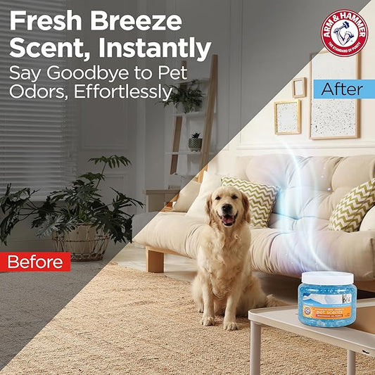 Arm & Hammer for Pets Air Care Pet Scents Deodorizing Gel Beads, Pet Odor Eliminator for Rooms Closets and Small Spaces with Long Lasting Odor Control, Fresh Breeze Scent, 12 oz