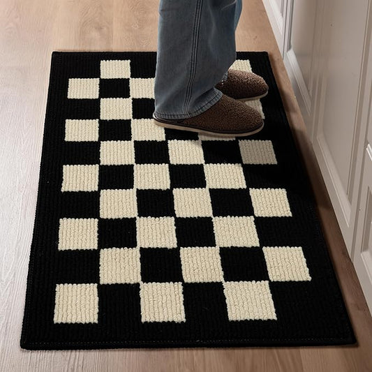 GRANNY SAYS Kitchen Mats for Floor, Kitchen Rugs Non Slip Washable, Runner Rugs for Kitchen Floor, 32" x 20", Stain Resistant Comfort Standing Mat Made of 100% Polypropylene, Black