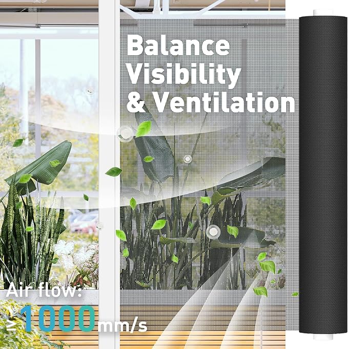 Pet Proof Window Door Screen Roll,37.4INx16.4FT Polyester Window Screen Mesh,Heavy Duty Screen Replacement Kit for Window, Door,Pet,Patio,Porch (15x12 Mesh)