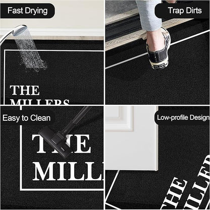 Custom Doormat with Family Name Personalized Entryway Door Mat Front Door Mat for Outdoor Decor Entrance Mat Customised Rug Christmas Housewarming Gift with Anti-Slip Backing