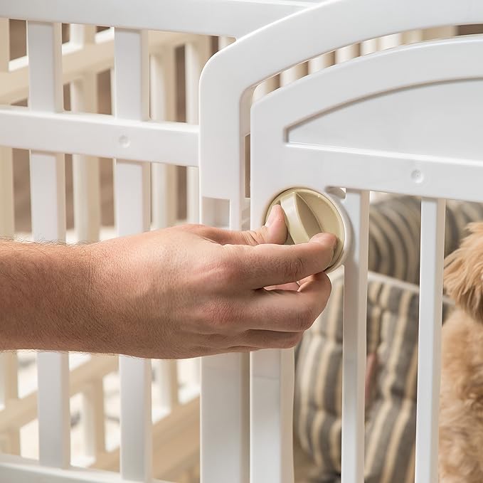 IRIS USA 24" Dog Playpen 6-Panel Pet Exercise Pen with Door Gate 61x61x24 Puppy Play Pen Indoor Outdoor Plastic Heavy Duty Foldable Portable Pet Fence for Small Medium Dogs Puppies Multiple Pets White