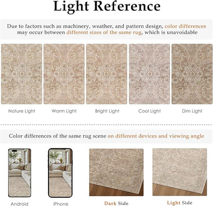 Brown 2x6 Runner Rug Hallway Washable Vintage Carpet Kitchen Long Small Indoor Non Slip Soft Low Pile Thin Stain Resistant Distressed Accent Throw Rug for Bedroom Laundry Office Living Room