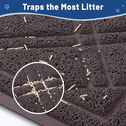 Smiry Cat Litter Box Mat 36x24, Non-Slip Water Resistant Litter Trapping Mat, Easy Clean Less Waste and Urine-Locking Cat Carpet for Indoor, Brown