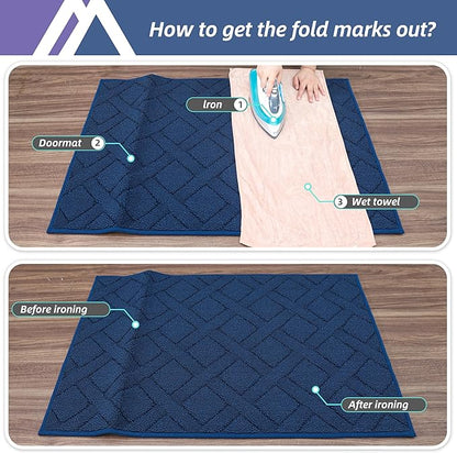 COSY HOMEER Door Mat Indoor Entrance, Non-Slip Absorbent Doormat for Front Door, Low-Profile Entryway Mat for Dirty Paws, Washable Dirt Trapper Mats (32"x48", Blue)
