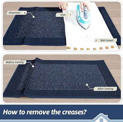 BEQHAUSE Indoor Door Mat 20" x 48", Dirt Trapper Door Mats Non-Slip Entryway Rugs Washable, Resist Dirt Absorbent Welcome Mat, Low Profile Floor Mats for Front Back Door and Entryway, Blue