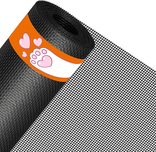 MAGZO Pet Proof Window&Door Screen Replacement Mesh, 35" W x 86" L, Best Vinyl Coated Polyester Dog Cat Protector Heavy Duty, Net Netting Curtain Wire Roll Repair Kit for Patio/Porch/Sliding, Black