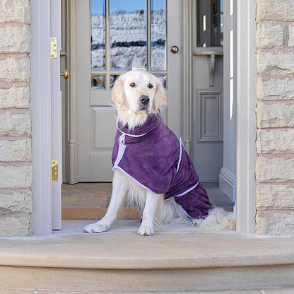 Lucky Pooch® Dog Robe - Luxurious Dog Bathrobe - Ultra Absorbent Dries Your Dogs in Minutes! Double-Layer, Super Soft Towel and Bath Robe All in One (M, Aubergine)