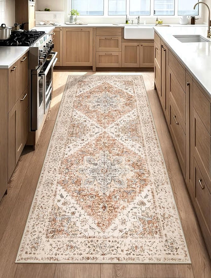 Ciicool Washable Runner Rug, 2x6ft Kitchen Non-Slip Vintage Rugs Carpet Rug Runners for Hallways Bedroom Kitchen Laundry Room Bathroom Decor