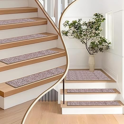 Non-Slip Carpet Stair Treads 1PCS, 30"x30" Peel and Stick Stair Runner for Wooden Steps Indoor, Washable Reusable Adhesive Backing, Pet-Friendly Safety Mats for Kids, Elders, Dogs