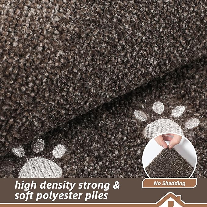 BEQHAUSE Stair Landing Rug Non-Slip 30"x30", Square Stair Landing Mats for Stairs Washable, Carpet Stair Treads Matching Mats for Wooden Steps Indoor Landing Rugs Surface Polyester TPE Backing, Brown