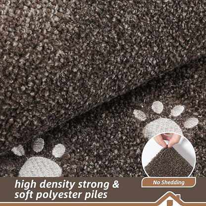 BEQHAUSE Stair Landing Rug Non-Slip 30"x30", Square Stair Landing Mats for Stairs Washable, Carpet Stair Treads Matching Mats for Wooden Steps Indoor Landing Rugs Surface Polyester TPE Backing, Brown