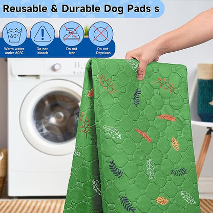 Sunheir 2 Pack Washable Guinea Pig Pee Pads, 24" x 48" Waterproof Reusable Guinea Pig Cage Liners, Absorbent Bedding Training Mat for Small Animal Guinea Pigs Rabbit Bunny Hamster - Green