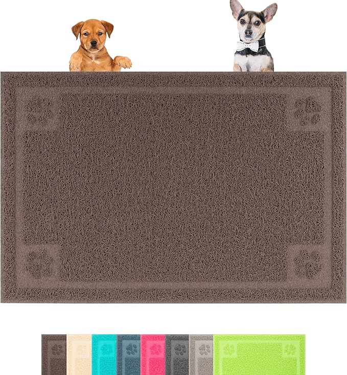 Darkyazi Pet Feeding Mat Large for Dogs and Cats,24"×16" Flexible and Easy to Clean Feeding Mat,Best for Non Slip Waterproof Feeding Mat. (Coffee)