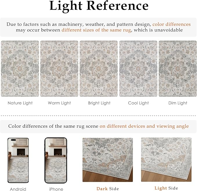 Taup Runner Rug 2x8 Washable Vintage Long Carpet Low Pile Traditional Distressed Retro Accent Indoor Hallway Throw Rug Non Slip for Kitchen Laundry Bathroom Dining Room