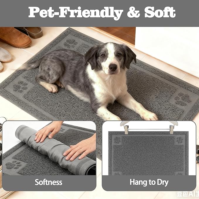Darkyazi Pet Feeding Mat Large for Dogs and Cats,24"×16" Flexible and Easy to Clean Feeding Mat,Best for Non Slip Waterproof Feeding Mat. (Grey)