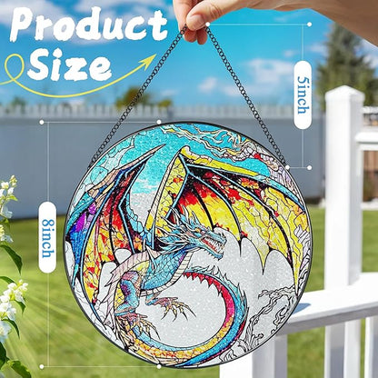 Stained Glass Window Hanging, Stained Glass Suncatcher, Dragon Sun Catcher, Window Decor, Dragon Lover Gift, Gifts for Fathers Day, Christmas or Birthday Gift, Gifts for Him Dad Grandfather Son