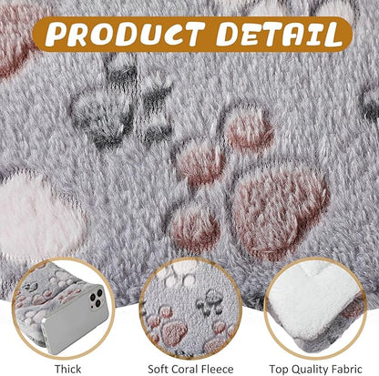 Tuanse 4 Pack Ultra Soft Dog Cat Bed Mat Small Animal Guinea Pig Bed with Cute Print Reversible Fleece Dog Crate Kennel Pad Cozy Washable Thickened Hamster Pet Beds Mat(21 x14 Inches,Light Gray)