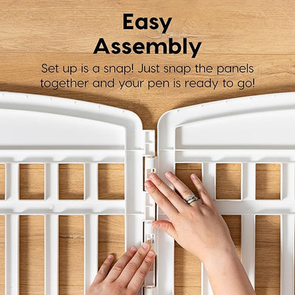 IRIS USA 24" Dog Playpen 4-Panel Pet Exercise Pen with Door Gate 35 x 35 x 24 Puppy Play Pen Indoor Outdoor Plastic Foldable Portable Pet Fence for Small Medium Dogs Puppies Multiple Pets White