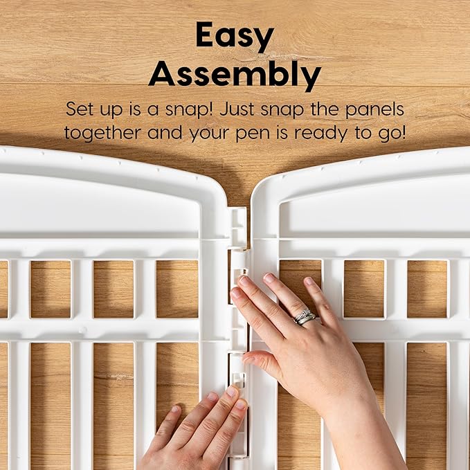 IRIS USA 24" Dog Playpen 8-Panel Pet Exercise Pen with Door Gate 83.5x83.5x24 Puppy Play Pen Indoor Outdoor Plastic Foldable Portable Pet Fence for Small Medium Dogs Puppies Multiple Pets White