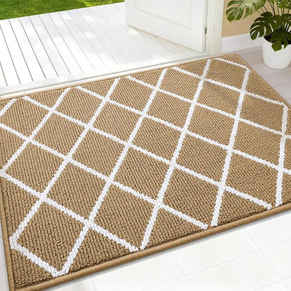 Finchitty Indoor Door Mat, Dirt Resistant and Absorbent, Low-Profile, Non-Slip, Washable Inside Floor Mats for Front Door, Back, and Entrance, 32" x 20", Beige