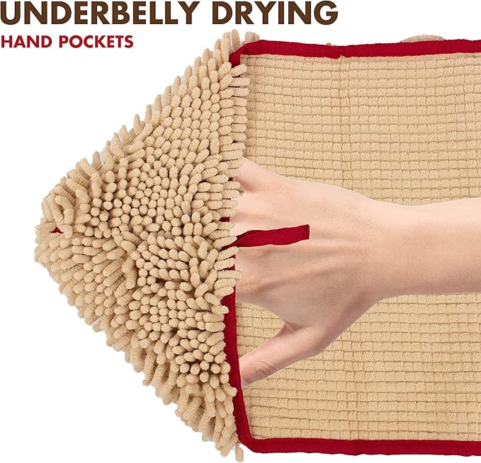 My Doggy Place Super Absorbent Microfiber Dog Towel with Hand Pockets - Quick Dry Shammy - Washer and Dryer Safe - Oatmeal - 30 x 12.5 in