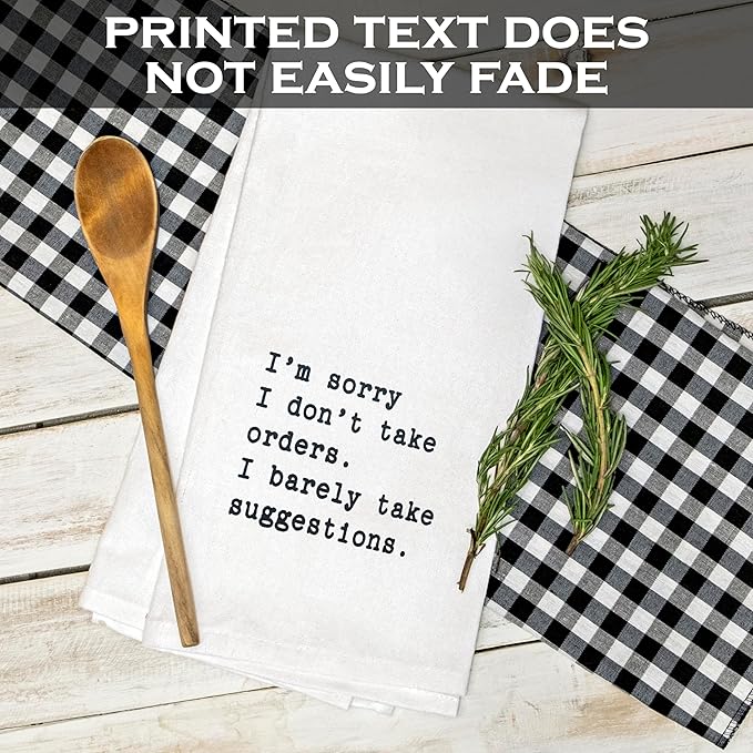 MAINEVENT I'm Sorry I Don't Take Orders Dish Towel 18x24 Inch, Funny Kitchen Towel Saying, Funny Tea Towel