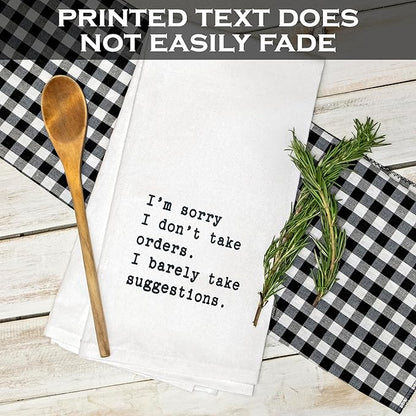 MAINEVENT I'm Sorry I Don't Take Orders Dish Towel 18x24 Inch, Funny Kitchen Towel Saying, Funny Tea Towel