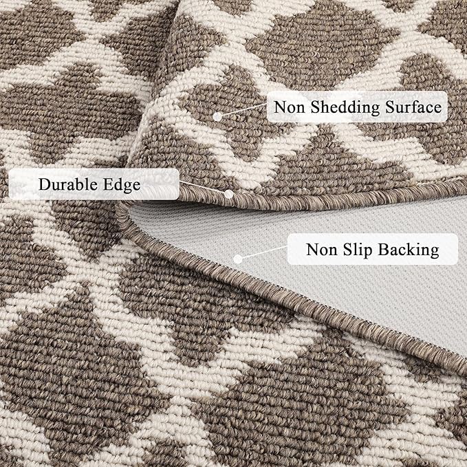 U'Artlines Extra Long Runner Rug for Hallway 2'8" x 12' Non Slip Kitchen Floor Carpet Runners Brown Geometric Pattern Machine Washable Area Rug for Entryway Bathroom