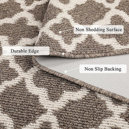 U'Artlines Extra Long Runner Rug for Hallway 2'8" x 12' Non Slip Kitchen Floor Carpet Runners Brown Geometric Pattern Machine Washable Area Rug for Entryway Bathroom