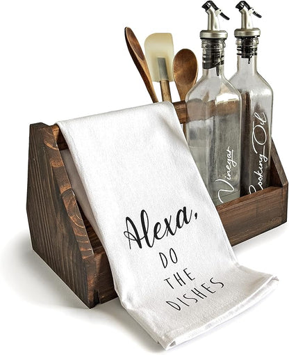 MAINEVENT Alexa Do The Dishes 18x24 Inch White Cotton Kitchen Towel
