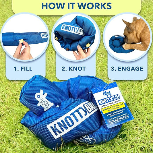 Race&Herd KnottyBall Snuffle Ball, Interactive Dog Puzzle Toy for Dogs, Stimulating Dog Toys for Boredom, Treat Puzzle Toys for Dogs Enrichment, Snuffle Treat Dispensing Smart Dog Toys, 6 Round Slot