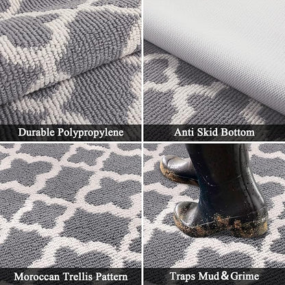 U'Artlines Extra Long Runner Rug for Hallway 2'8" x 12' Non Slip Kitchen Floor Carpet Runners Grey Geometric Pattern Machine Washable Area Rug for Entryway Bathroom
