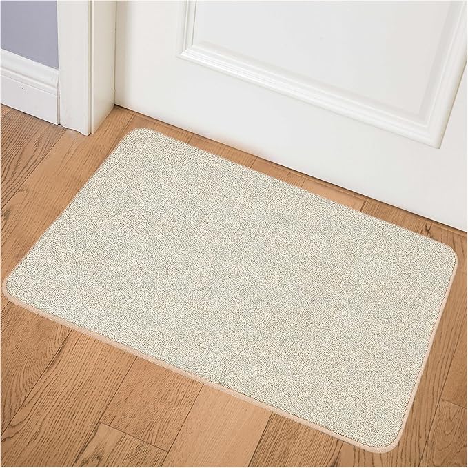 ITSOFT Dirt Trapper Indoor Door Mat & Entrance Rug for Wet Muddy Shoes and Pet Paws, Non-Slip Machine Washable, Shoe Scraper, Absorbent Welcome Dog Mat for Front Door, Entry Way (35x24, Beige)
