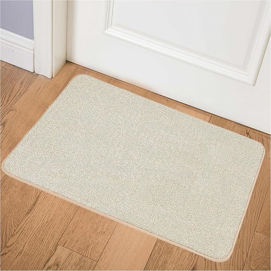 ITSOFT Dirt Trapper Indoor Door Mat & Entrance Rug for Wet Muddy Shoes and Pet Paws, Non-Slip Machine Washable, Shoe Scraper, Absorbent Welcome Dog Mat for Front Door, Entry Way (35x24, Beige)