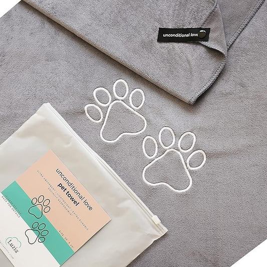 Unconditional Love | Premium Pet Drying Towel | Ultra Absorbent and Soft Microfiber Towel for Dogs and Cats (Grey) XL