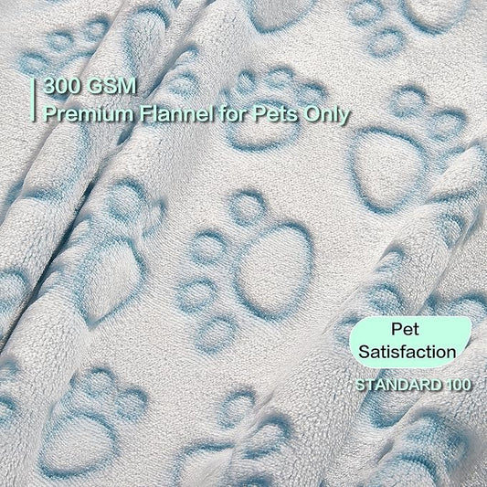 Stuffed Premium Soft Dog Couch Blanket, with Flannel Cute Paw Print, 30 * 70 inches, Cat Blanket Puppy Supplies Dog Products Stuff Essentials, Blue