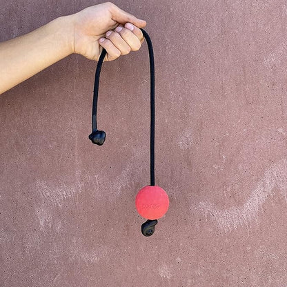 K9 Ops Dog Ball on a Rope Moki Tug Toy - Solid Rubber Fetch Training Reward - Large Dogs Tugs Durable Aggressive Chewers (Ruby Red, MD/LG)