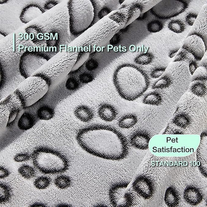 Stuffed Premium Soft Dog Blanket, with Flannel Grey Cute Paw Print, 43 * 66 inches Medium Large Size, Self Warming Cat Blanket Puppy Supplies Dog Products Stuff Essentials
