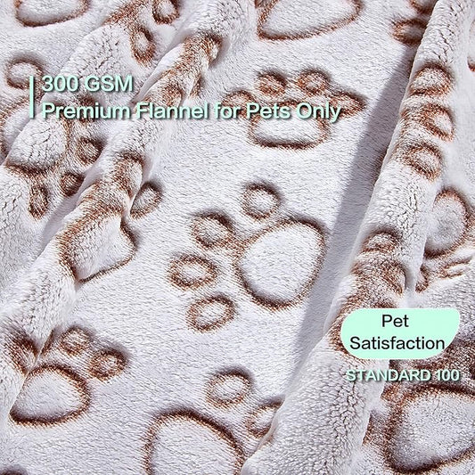 Stuffed Large Brown Premium Soft Dog Blanket, with Flannel Cute Paw Print, 43 * 66 inches, Cat Blanket Maltipoo Puppy Essentials
