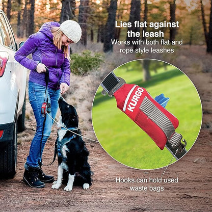 Kurgo Duty Bag Dog Poop Bag Dispenser - Compact Waste Holder for Dog Walks - Hands-Free Cleanup - Machine Washable Pouch - Includes 15 Bags